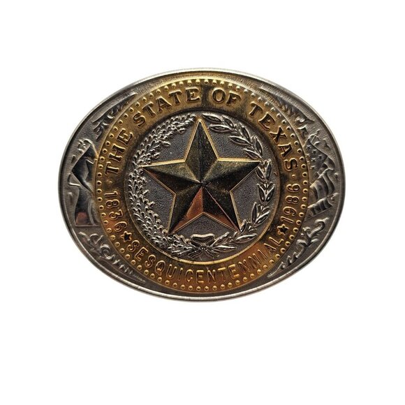 Texas Sesquicentennial 1836-1986 Belt Buckle By RHODES Collectors Society No. 00 - Picture 1 of 6